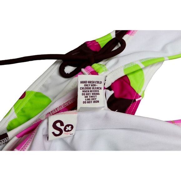 So Dotted Low Rise String Bikini Swim Bottom MEDIUM Colorful Poolcore - Picture 5 of 8